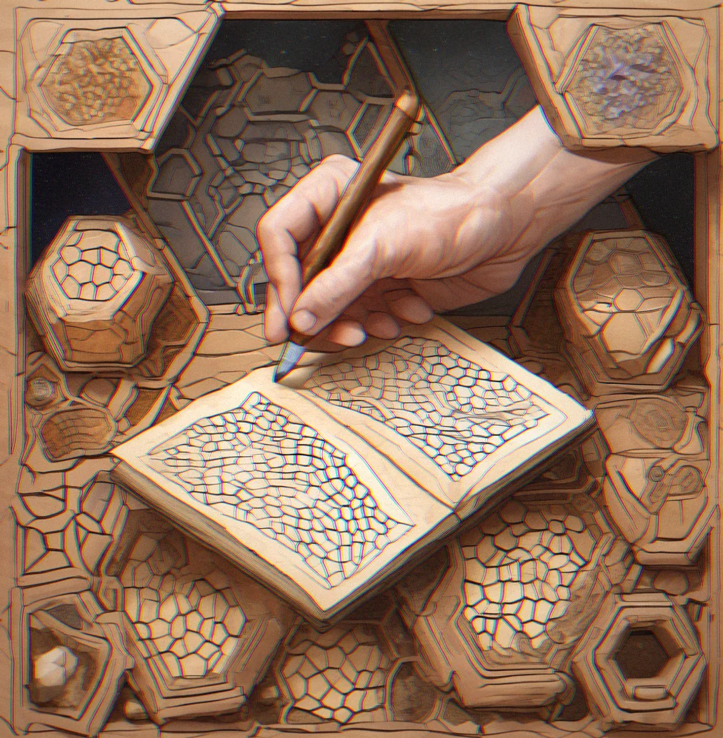 Twelve hexagonal terrain tiles arranged in honeycomb pattern with painted biomes and visible card slots